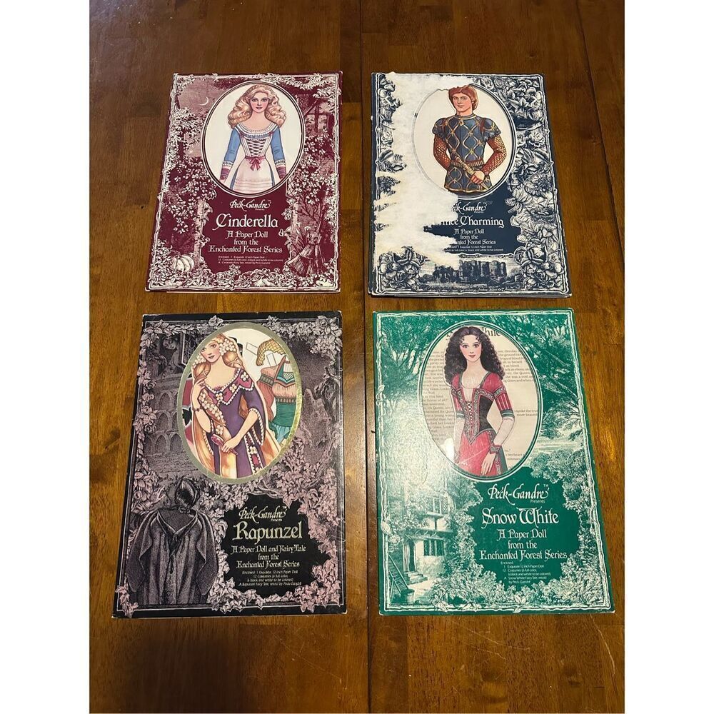 Vintage Enchanted Forest Princess Prince Paper Dolls USA Made Lot of 4 Open Pack